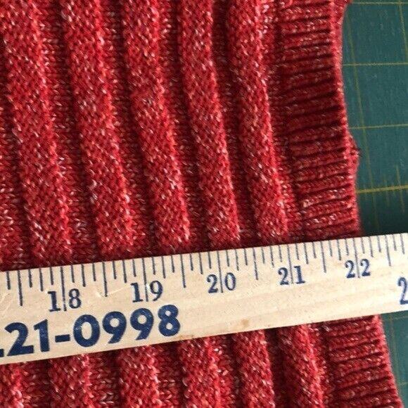 L.L. Bean Red Cotton V-Neck Cardigan Long Sleeve Sweater Button Front Size M - Picture 7 of 7